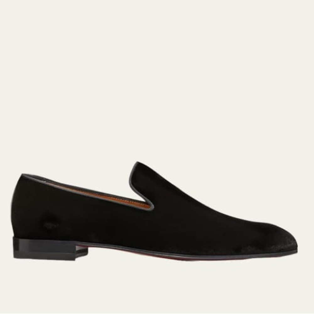 NWOB Christian Louboutin Men's Dandelion Velvet Loafers in Black